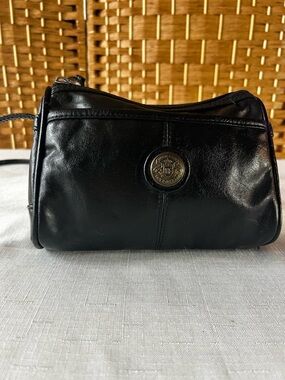 Holiday Fair Leather Crossbody Bag Black Small Vintage 90s Minimalist Purse